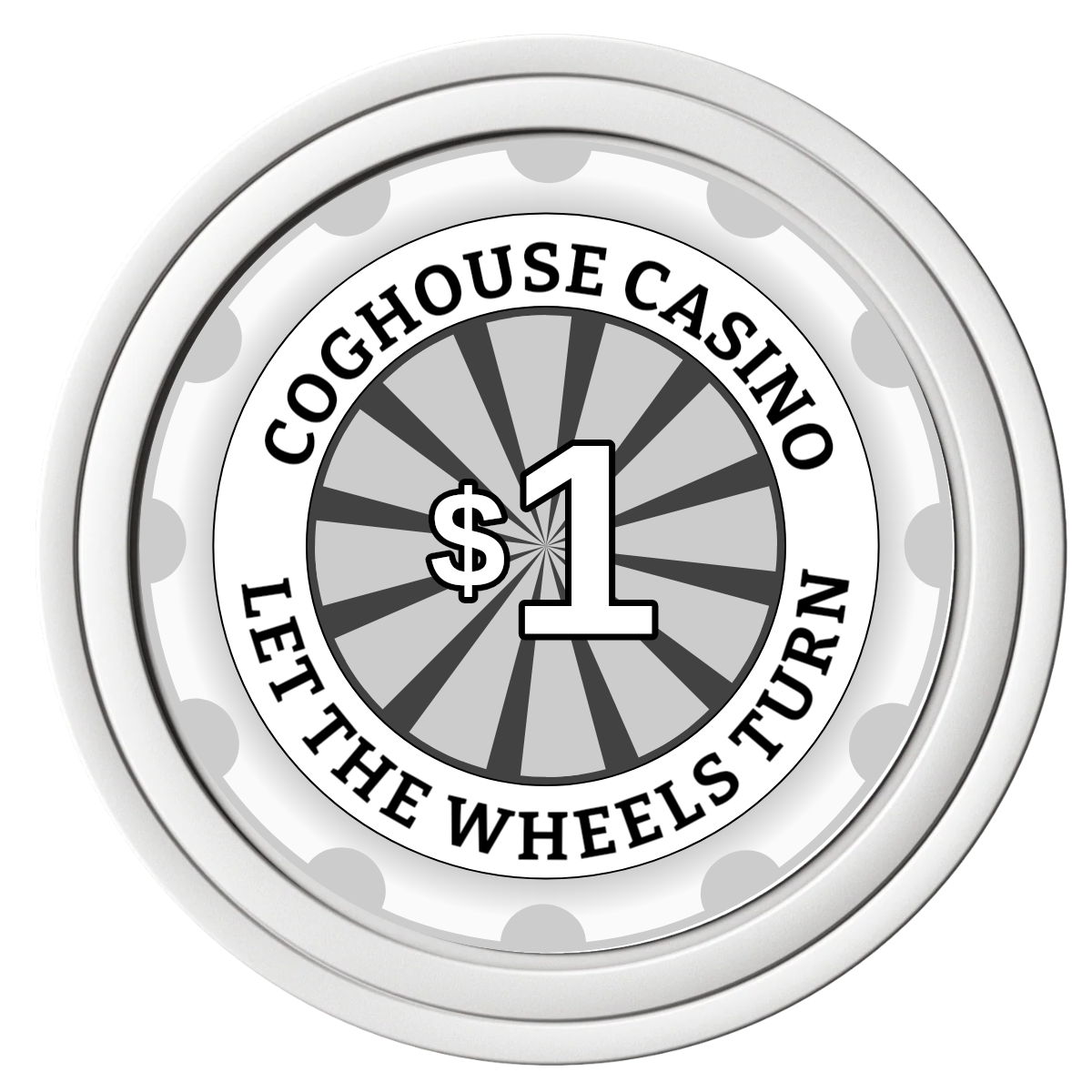 Cog House Composite Poker Chips - White / Solid - Front