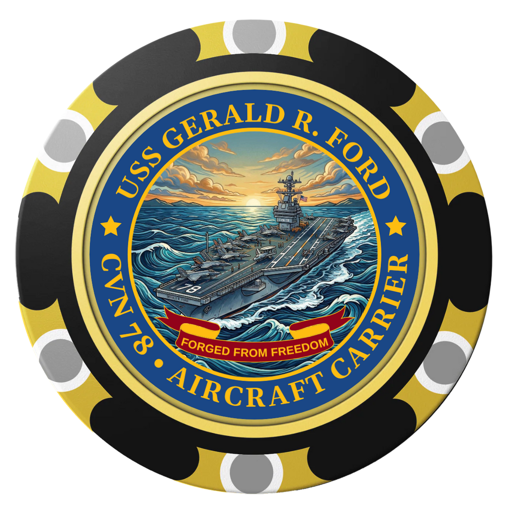 Navy USS Gerald Ford Clay Poker Chips - Black / Monte Carlo / 40mm - Front