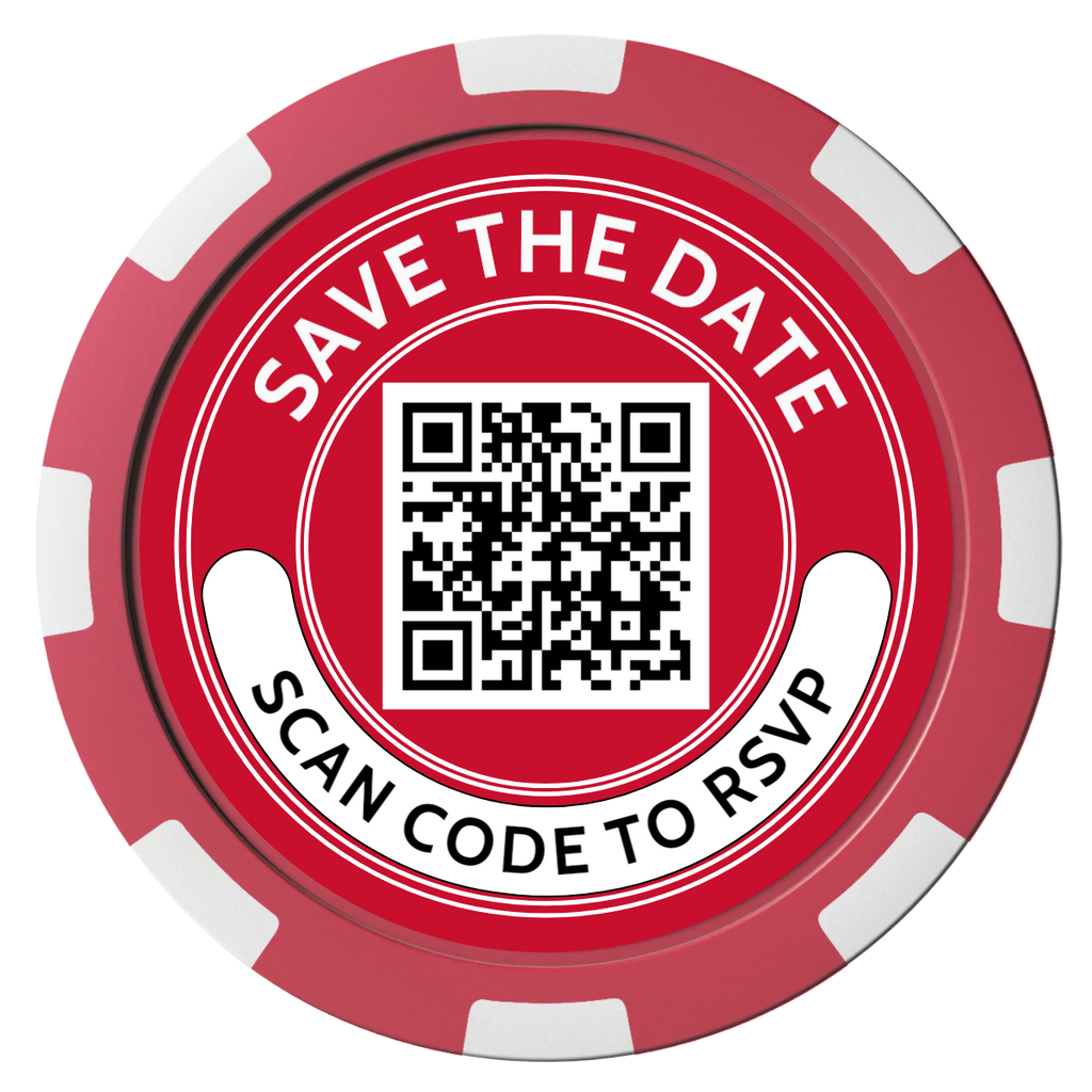 Save the Date Photo QR Code Composite Poker Chips - Black / 8 Spot - Back