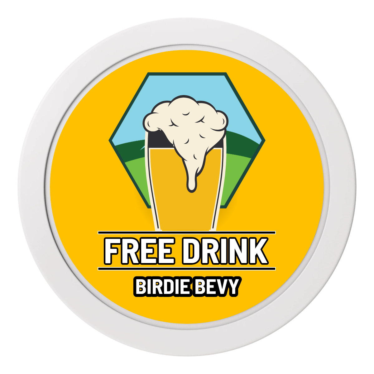 Birdy Bevy 2" Oversized Poker Chips - White - Back