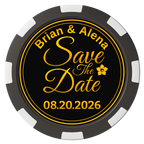 Save the Date Text Composite Poker Chips - Black / 8 Spot - Front