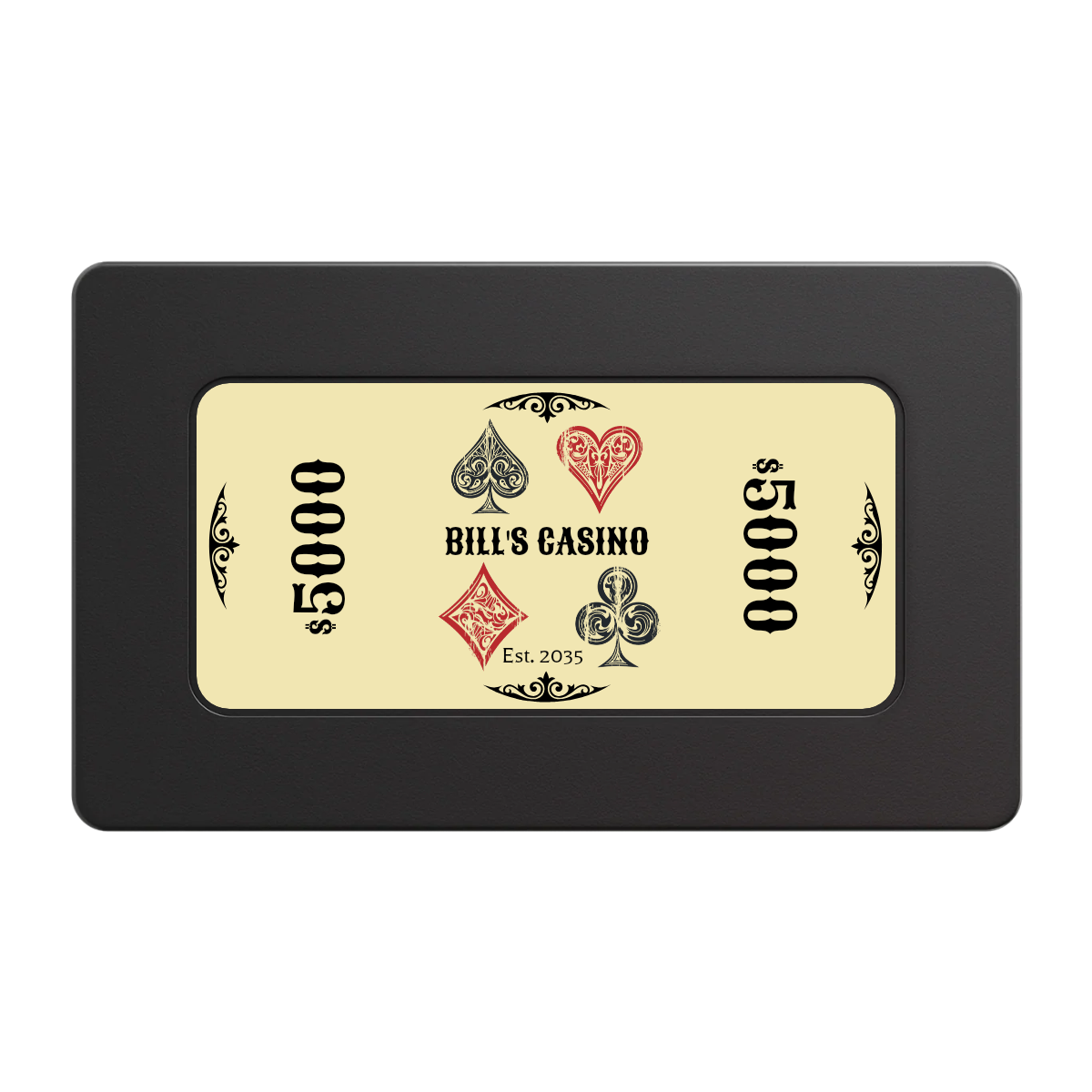 Vintage Four Suits Rectangular Poker Chip Plaques - Black - Back