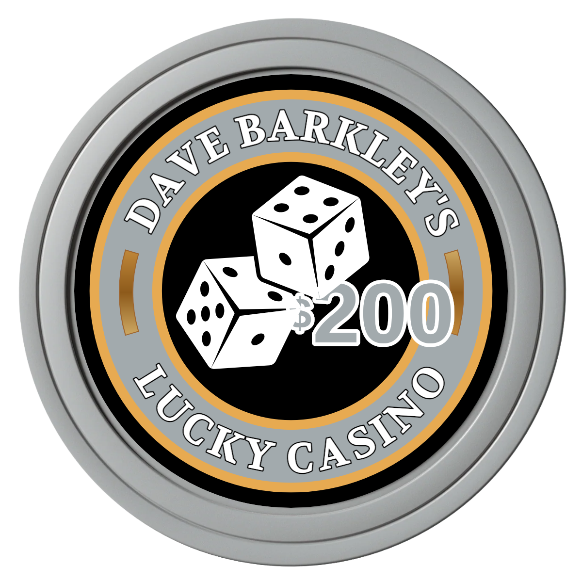 Dave's Lucky Casino Composite Poker Chips - Gray / Solid - Front