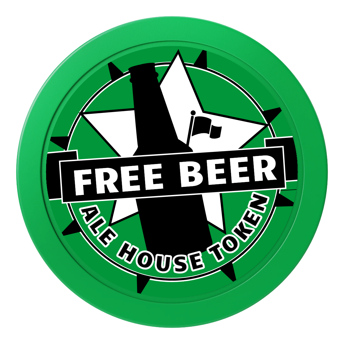 Free Beer Drink 2" Oversized Poker Chips - Green - Front