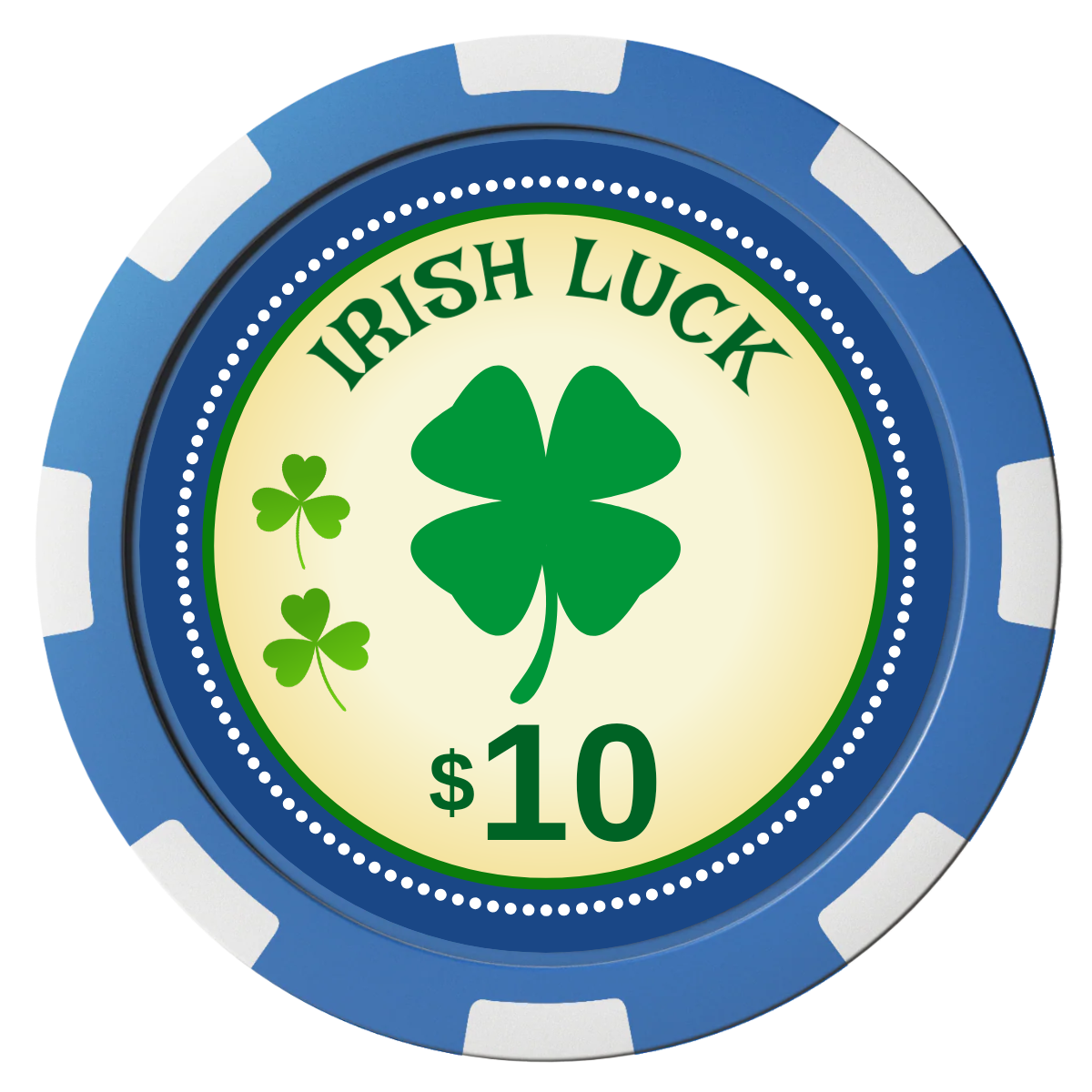 Irish Luck Composite Poker Chips - Blue / 8 Spot - Front