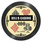 Vintage Four Suits Aluminum Poker Chips - Black - Back