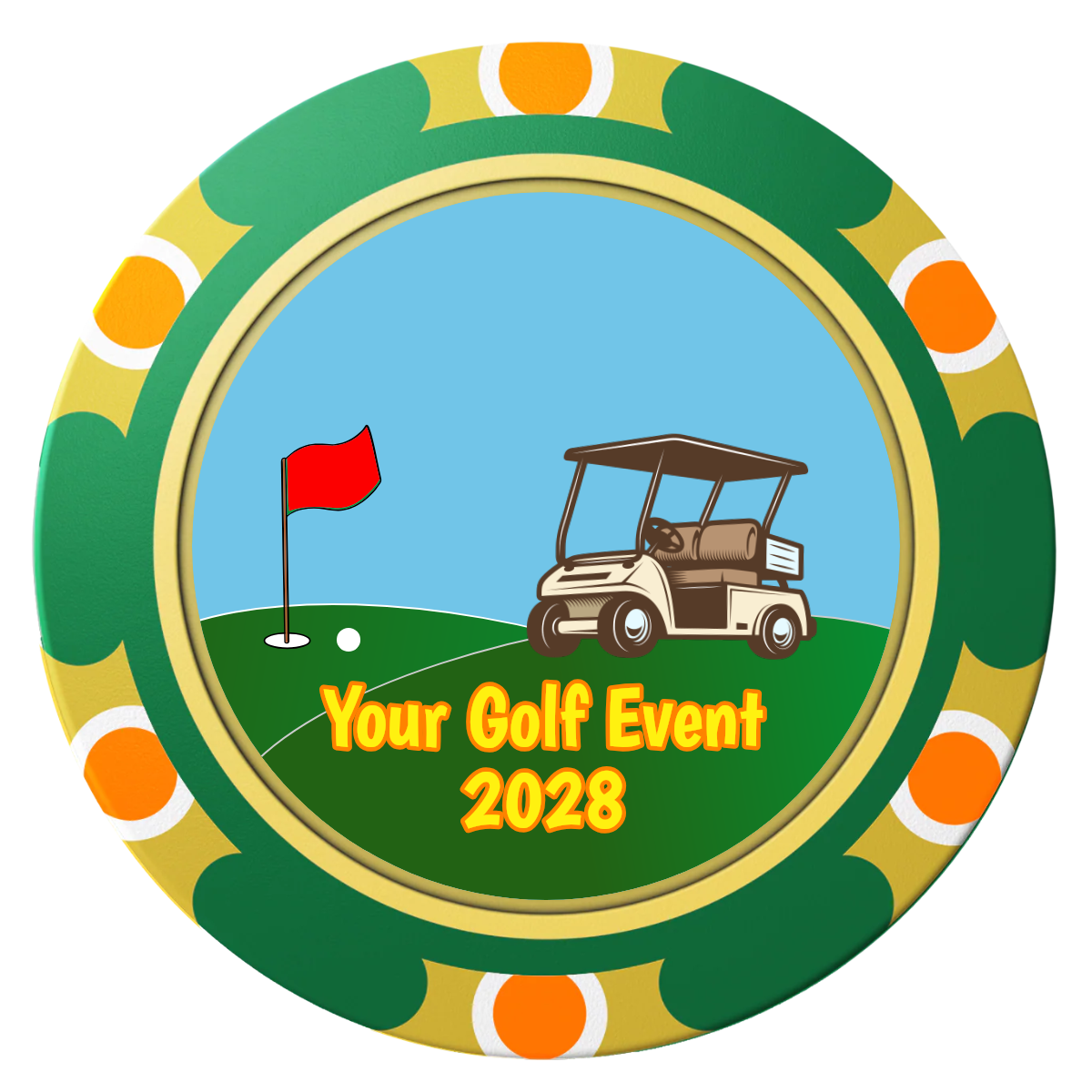 Going Golfing Today Clay Poker Chips - Green / Monte Carlo / 40mm - Front