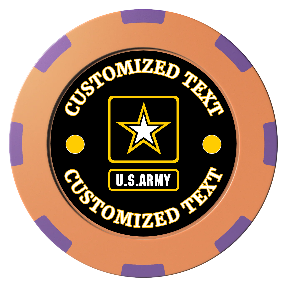 Army Strong Clay Poker Chips - Orange / 8 Spot (2 Tone) / 40mm - Front