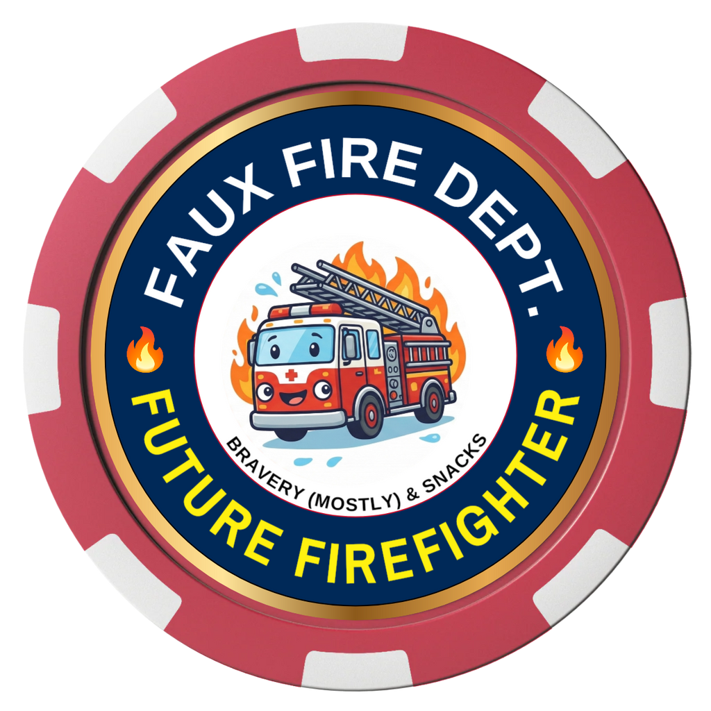 Future Firefighter Magnetic Composite Poker Chips - Black / 8 Spot - Front