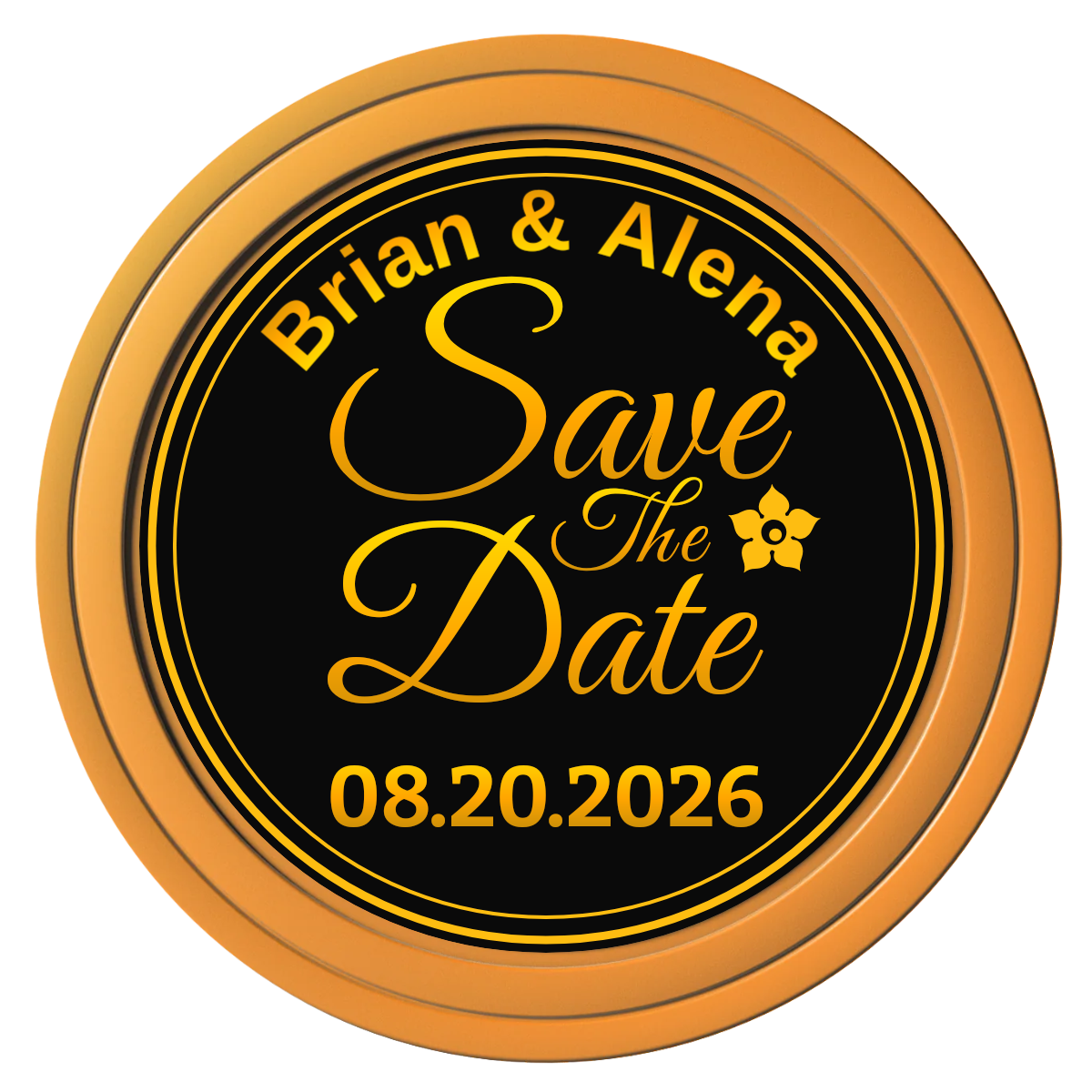 Save the Date Text Composite Poker Chips - Orange / Solid - Front