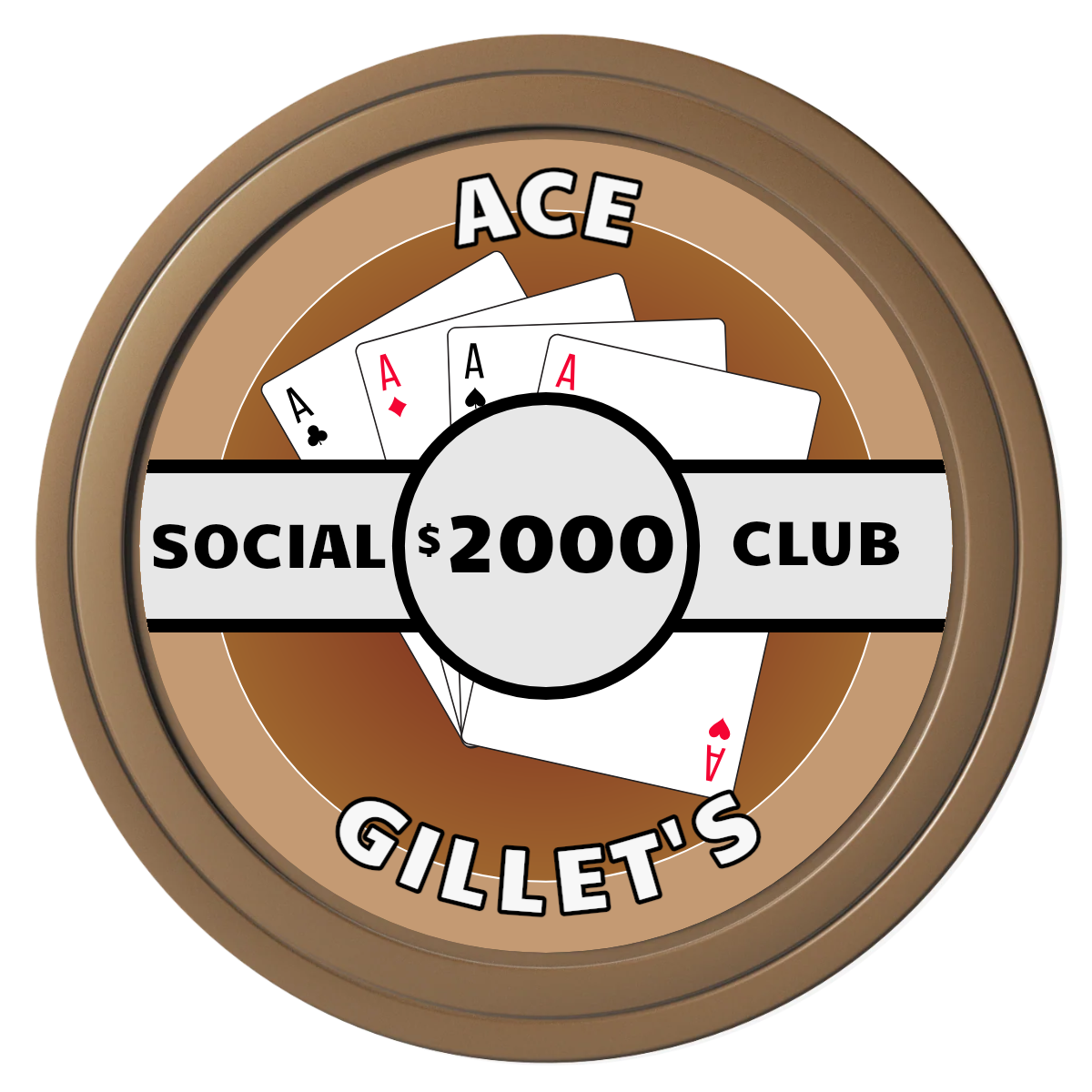 Ace Gillet's Composite Poker Chips - Brown / Solid - Front