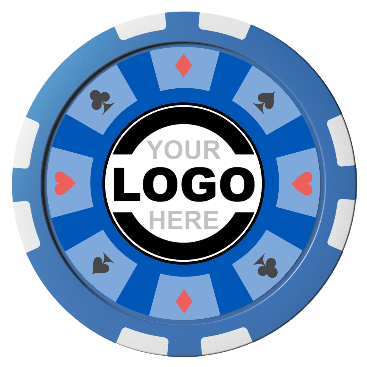 Suit 8 Your Logo Composite Poker Chips - Blue / 8 Stripe - Front