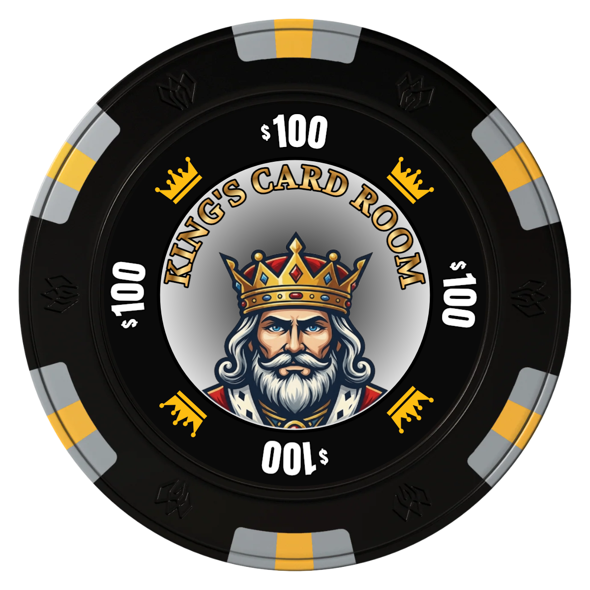Kings Clay Poker Chips - Black / 6 Spot Gem / 40mm - Front