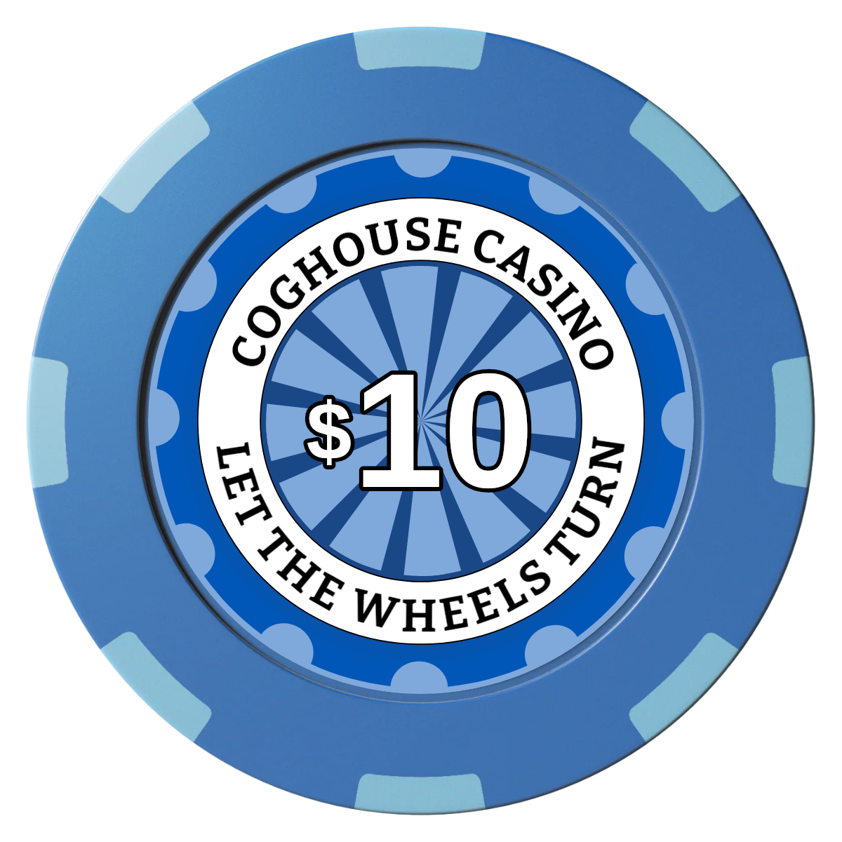 Cog House Clay Poker Chips - Blue / 8 Spot (2 Tone) / 40mm - Front