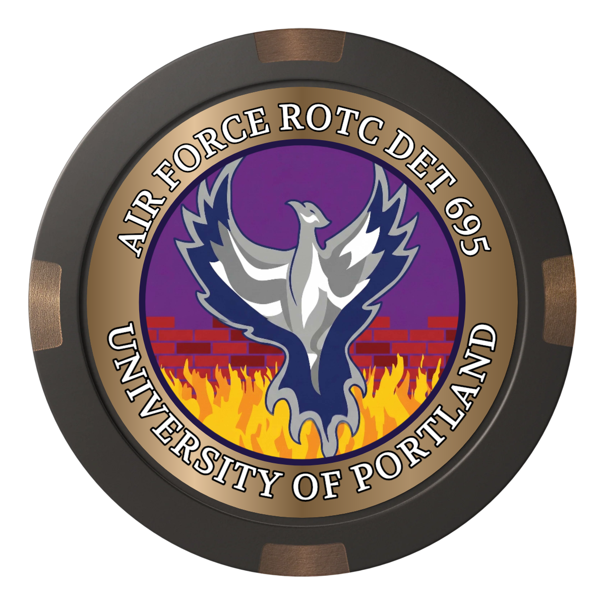 Air Force ROTC Det 695 Composite & Metal Hybrid Poker Chips - Black - Front