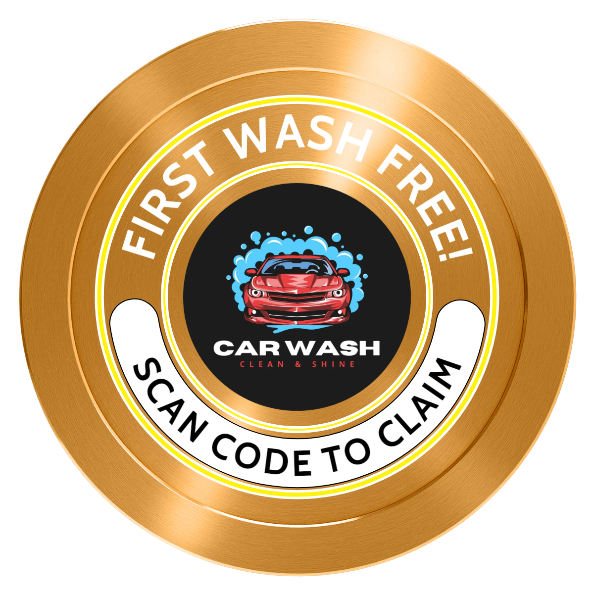 Car Wash Promotion Aluminum Poker Chips - Gold - Front