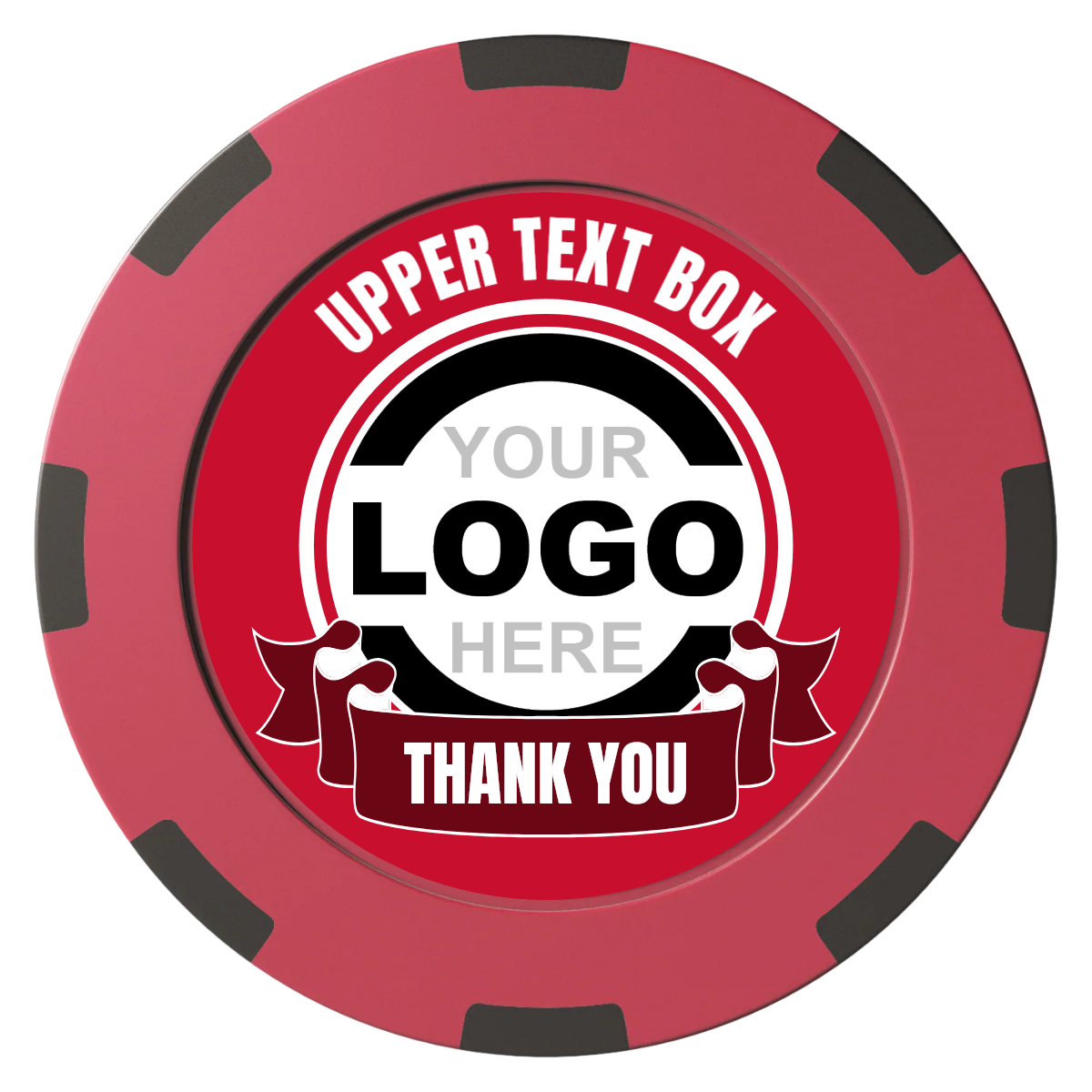 Lower Banner Clay Poker Chips - Red / 8 Spot (2 Tone) / 40mm - Front