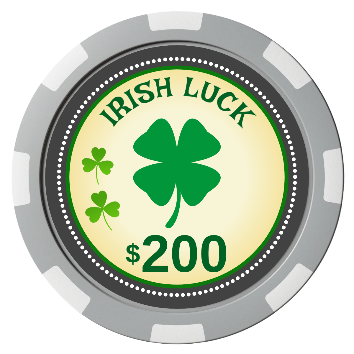 Irish Luck Composite Poker Chips - Gray / 8 Spot - Front