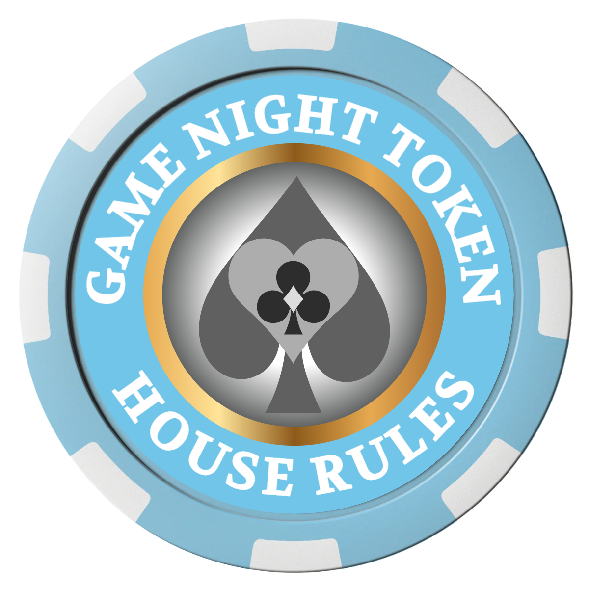 Stacked Suits Composite Poker Chips - Light Blue / 8 Spot - Front