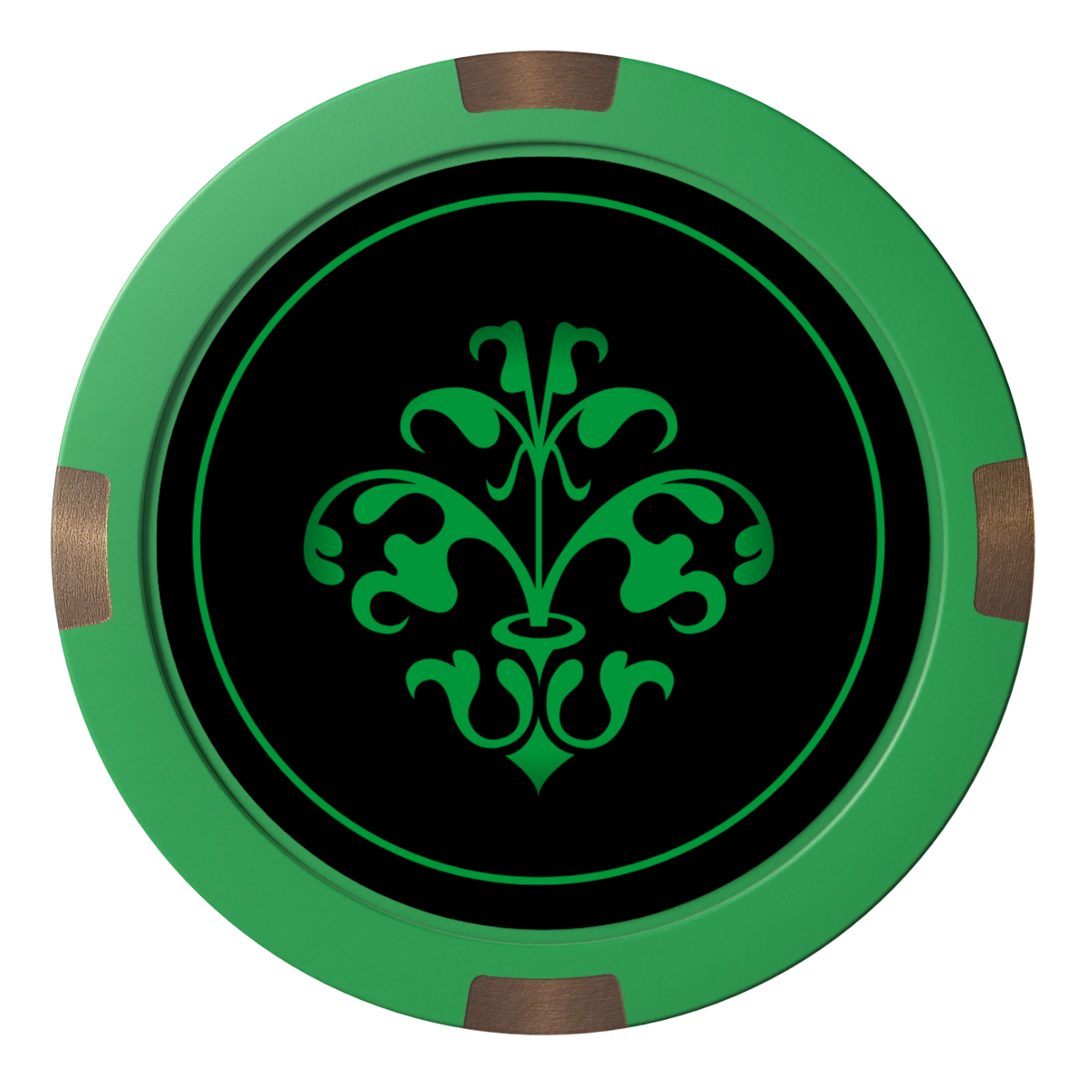 Gothic Revival Composite & Metal Hybrid Poker Card Protectors - Green - Back