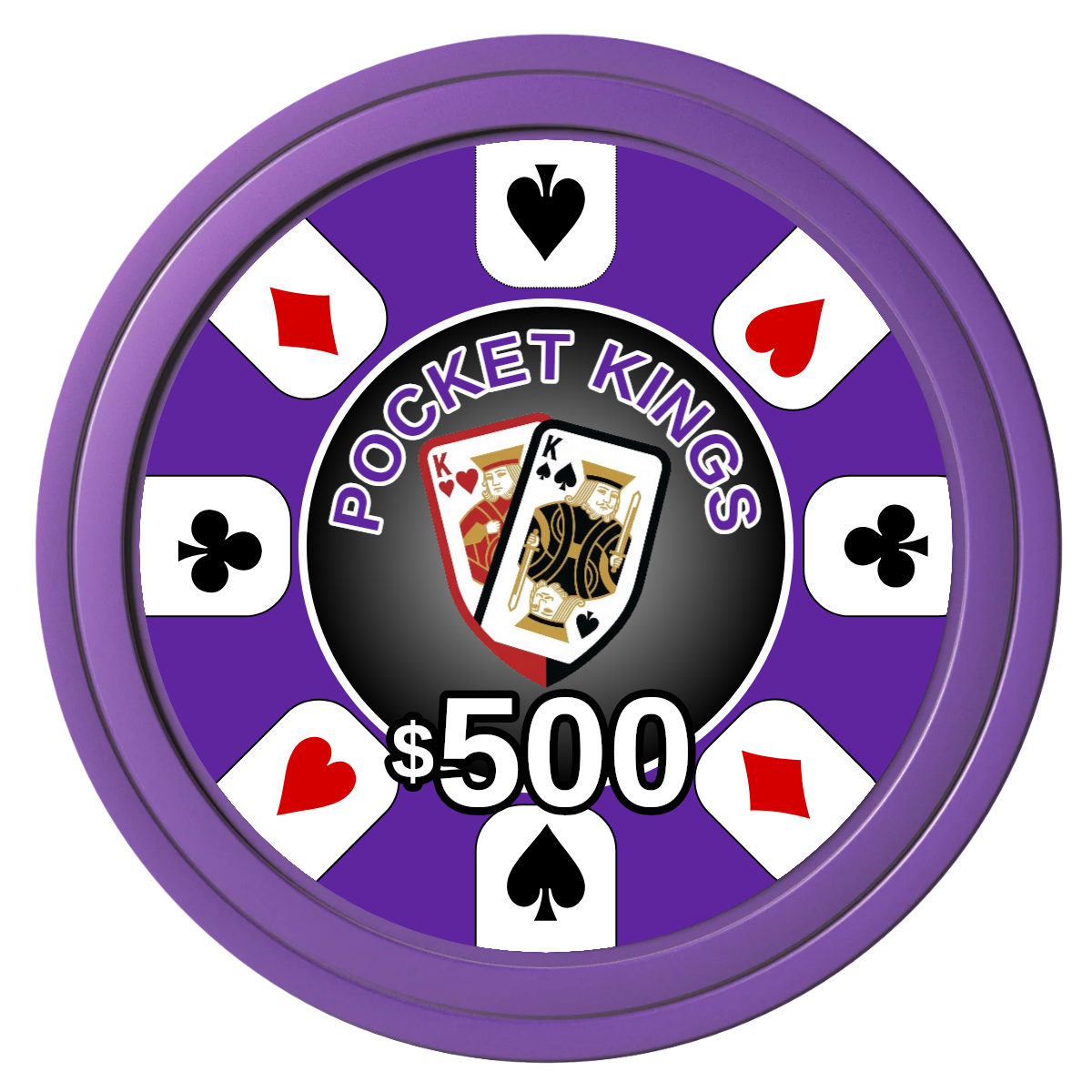 Pocket Kings Composite Poker Chips - Purple / Solid - Front