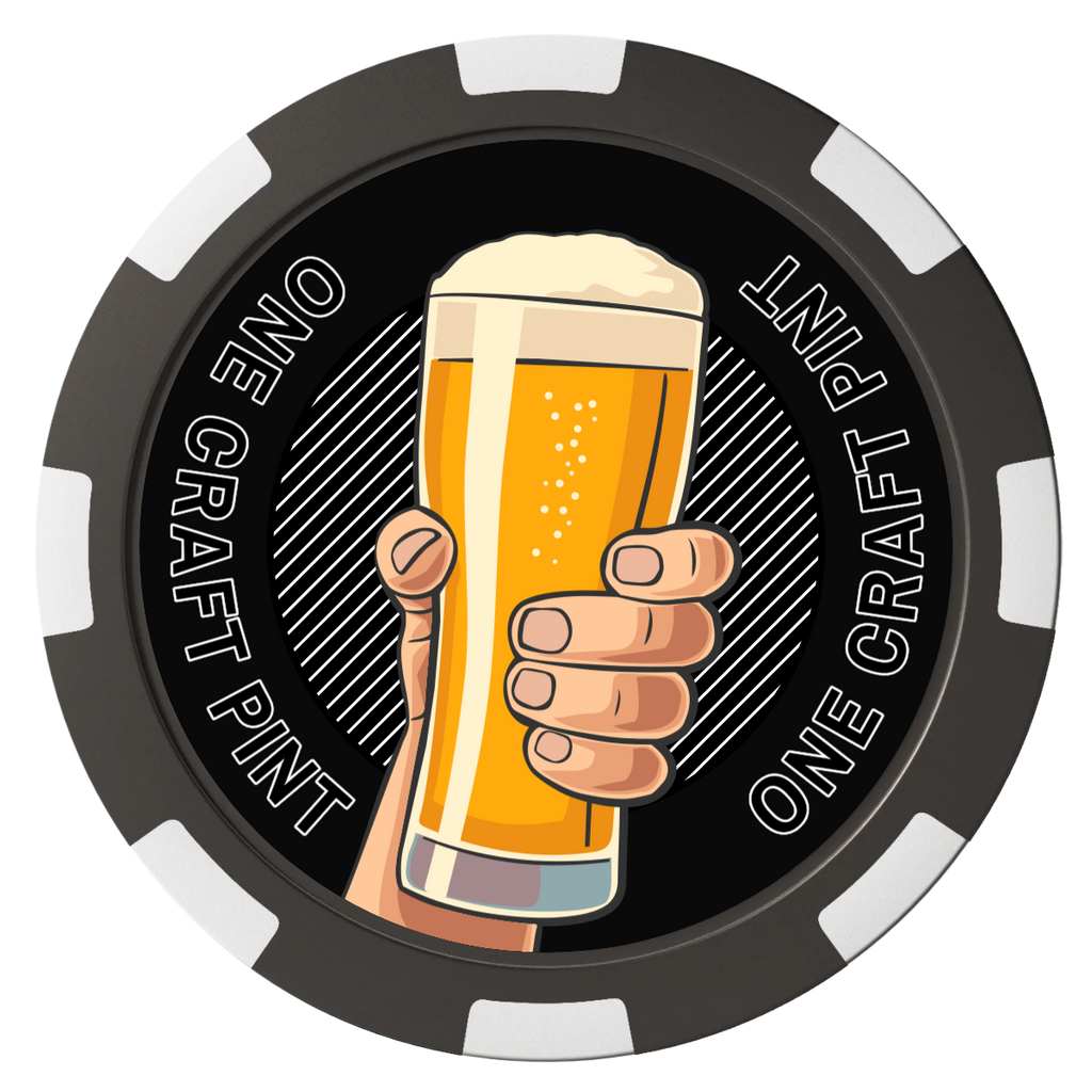 Drink On Us Magnetic Composite Poker Chips - Black / 8 Spot - Front