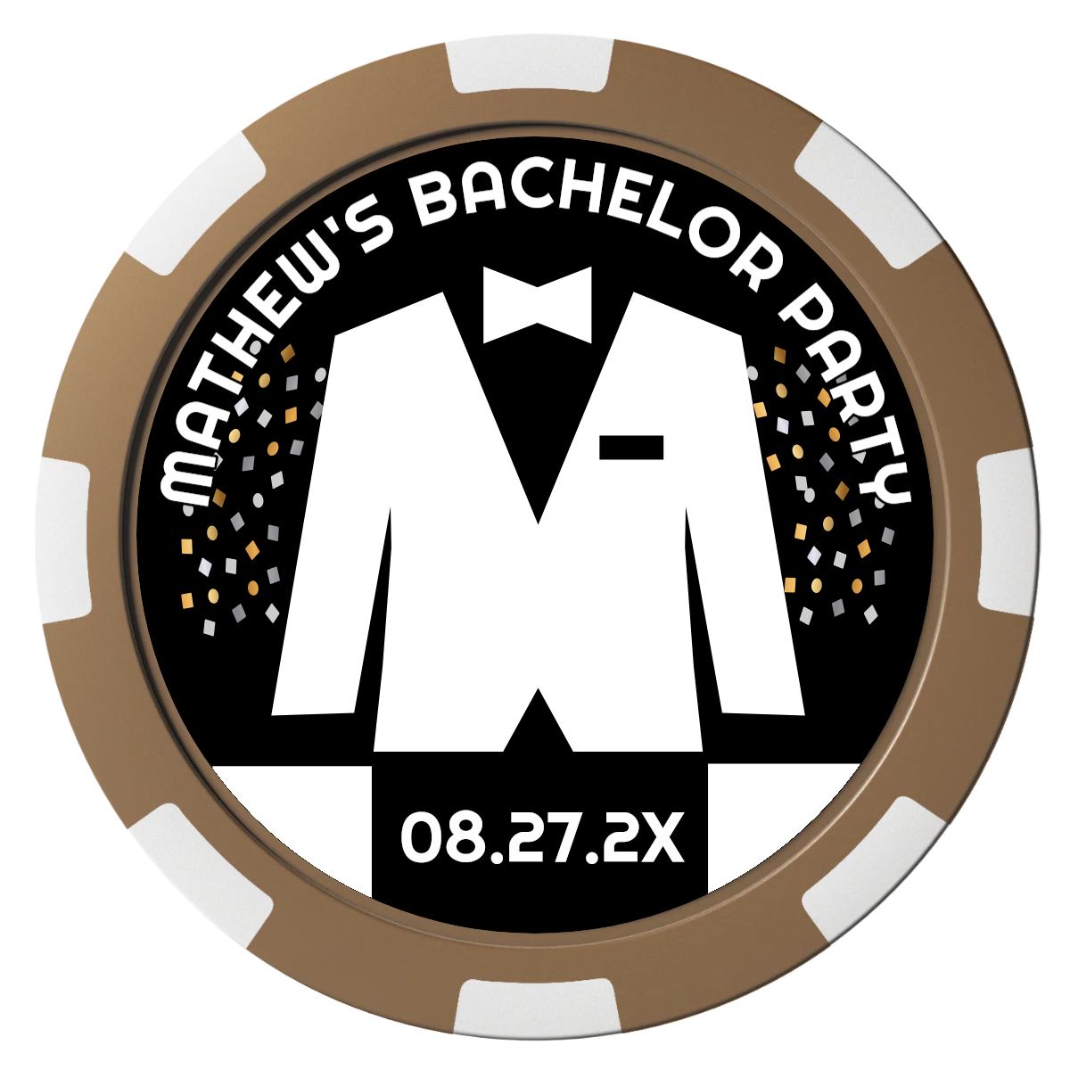 Bachelor No More Bowtie Composite Poker Chips - Brown / 8 Spot - Back