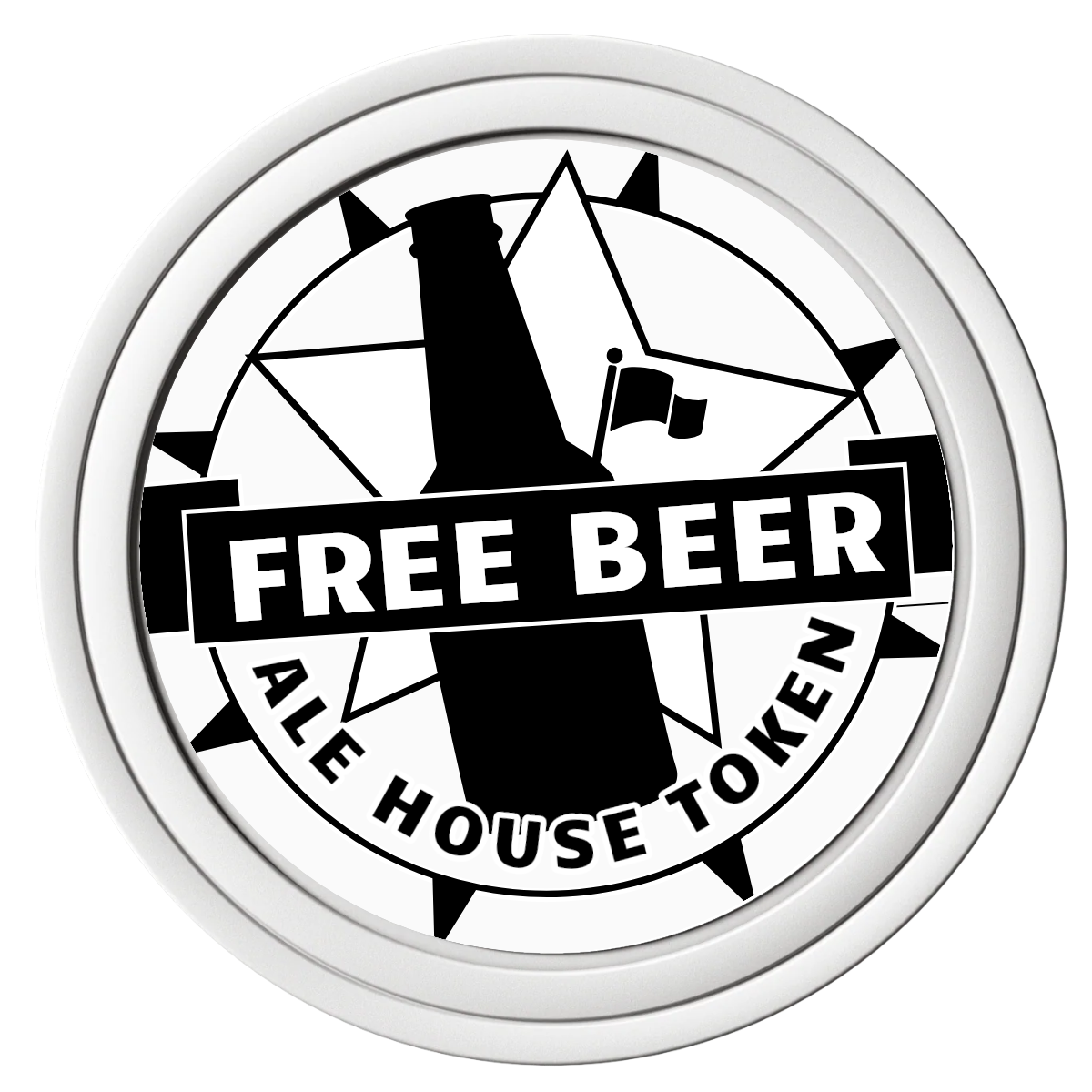 Free Beer Drink Composite Poker Chips - White / Solid - Front