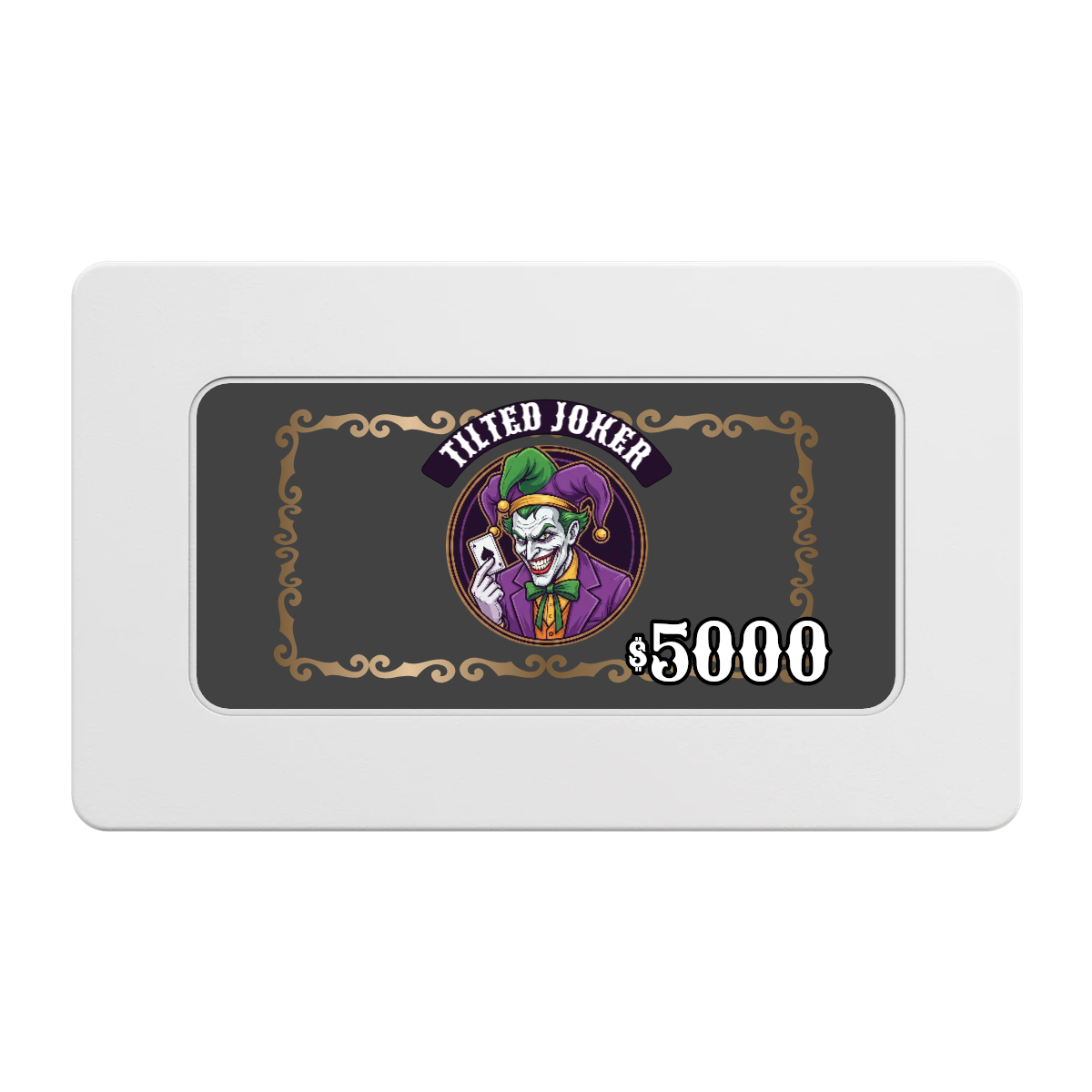 Tilted Joker Rectangular Poker Chip Plaques - White - Front