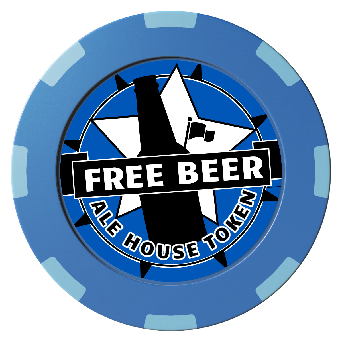 Free Beer Drink Clay Poker Chips - Blue / 8 Spot (2 Tone) / 40mm - Front