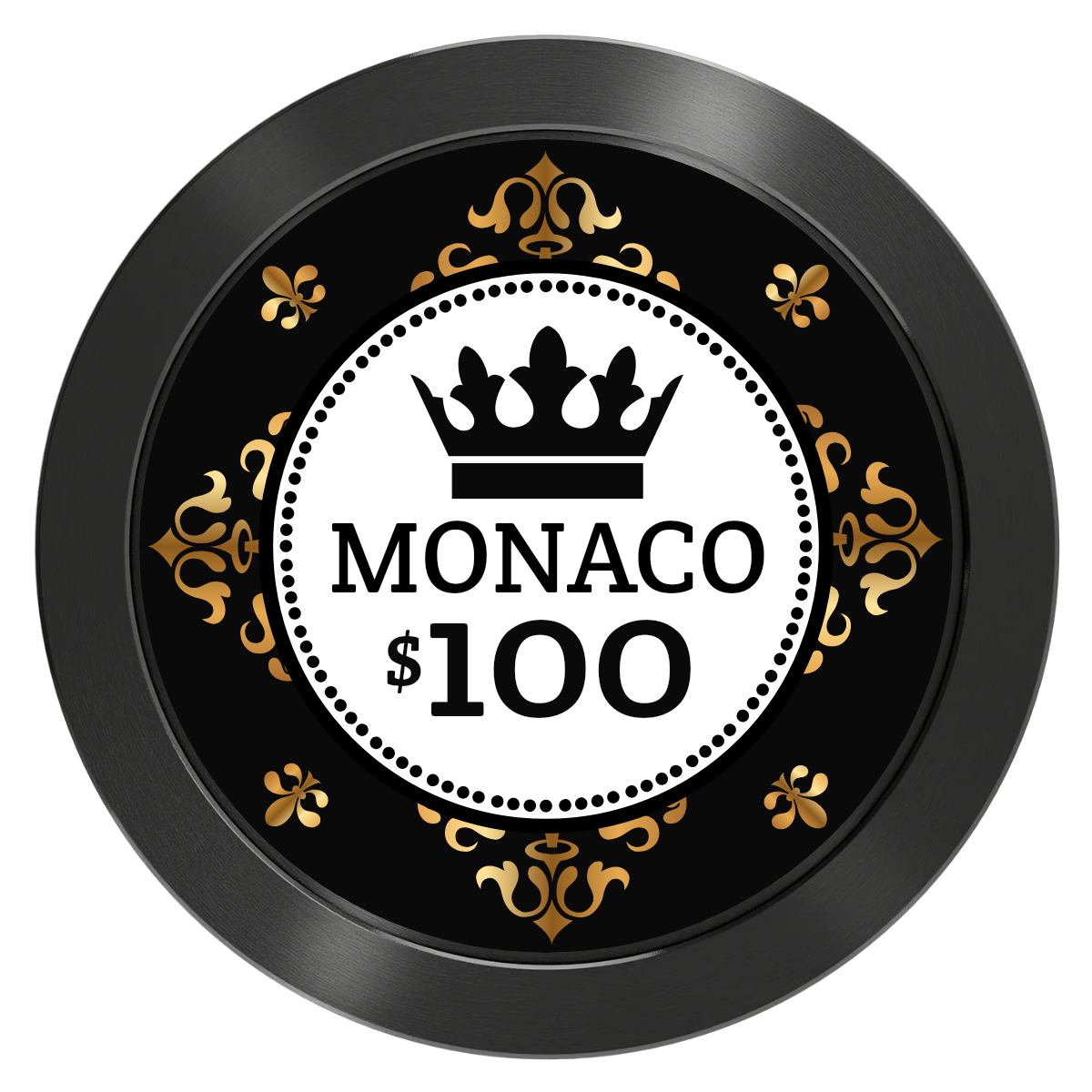 Monaco #001 Aluminum Poker Chips - Black - Front