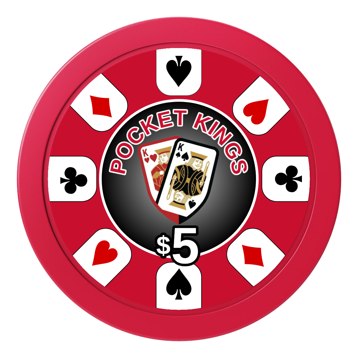 Pocket Kings 2" Oversized Poker Chips - Red - Front