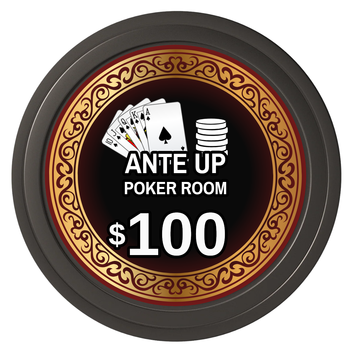 Ante Up Poker Room Composite Poker Chips - Black / Solid - Front