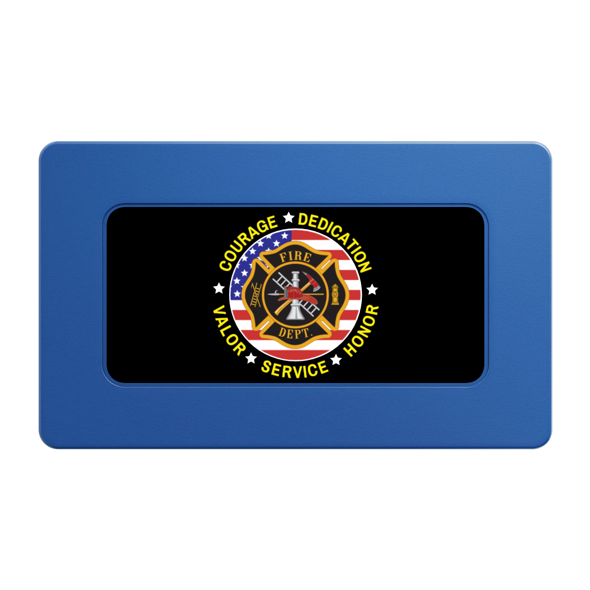Firefighter Maltese Cross Rectangular Poker Chip Plaques - Blue - Back