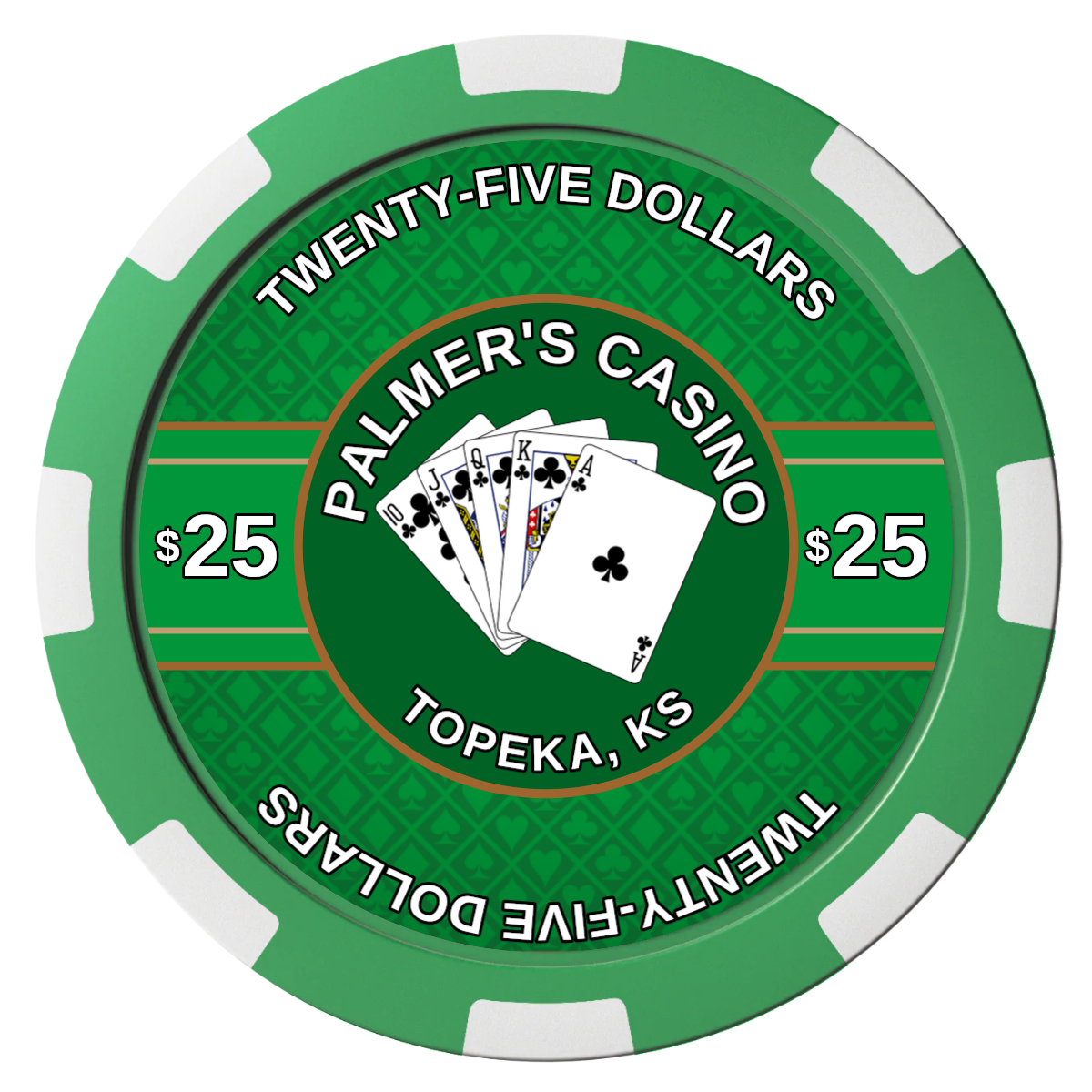 Palmer's Casino Magnetic Composite Poker Chips - Green / 8 Spot - Front