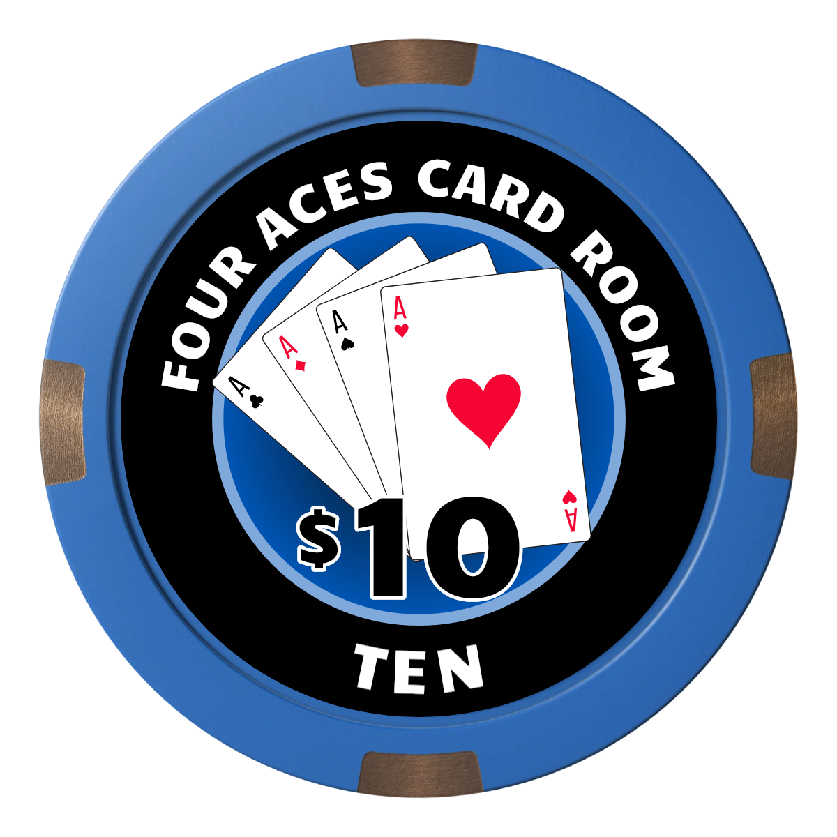 4 Aces Poker Room Composite & Metal Hybrid Poker Chips - Blue - Back