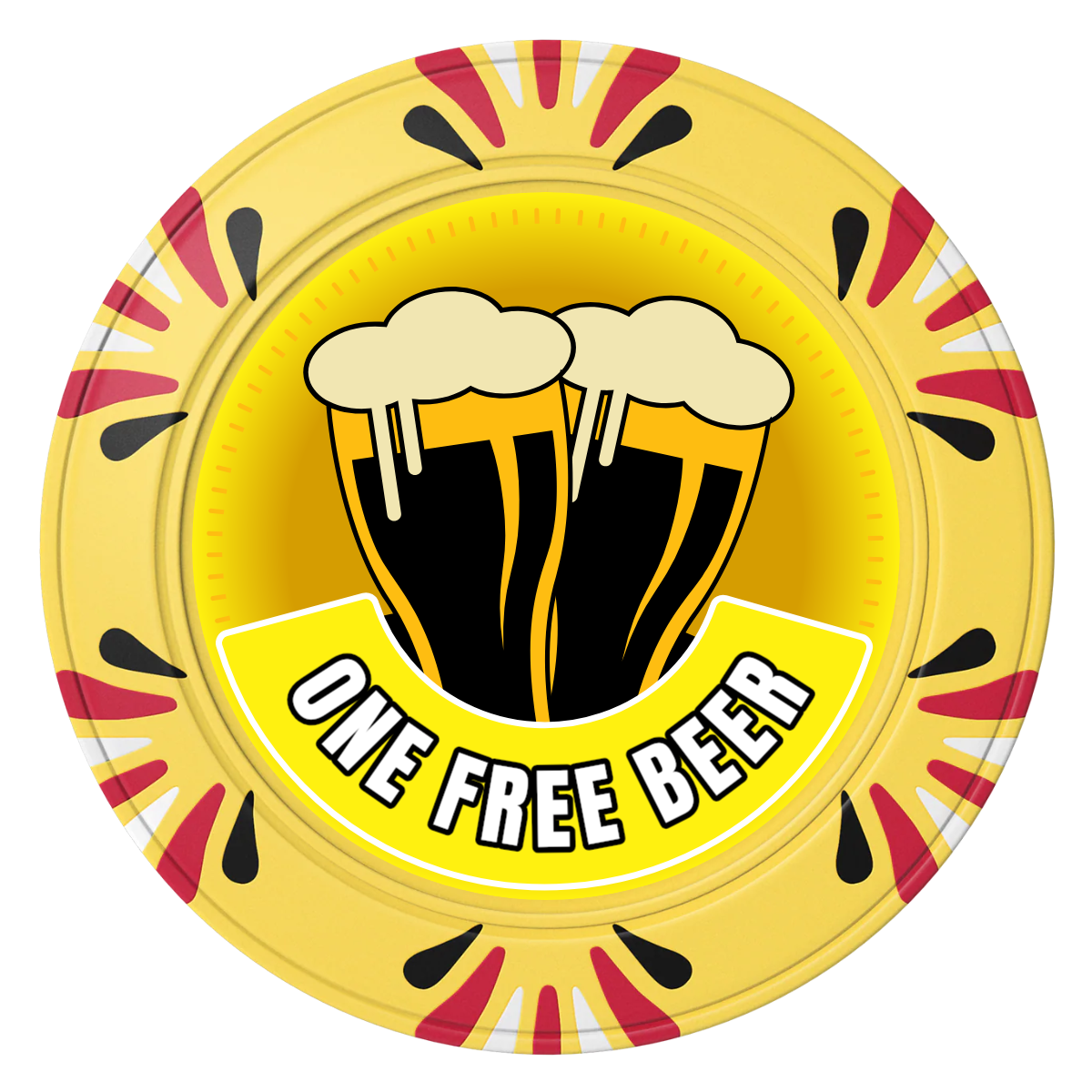 Double Pint 2 Clay Poker Chips - Yellow / Macau / 40mm - Front
