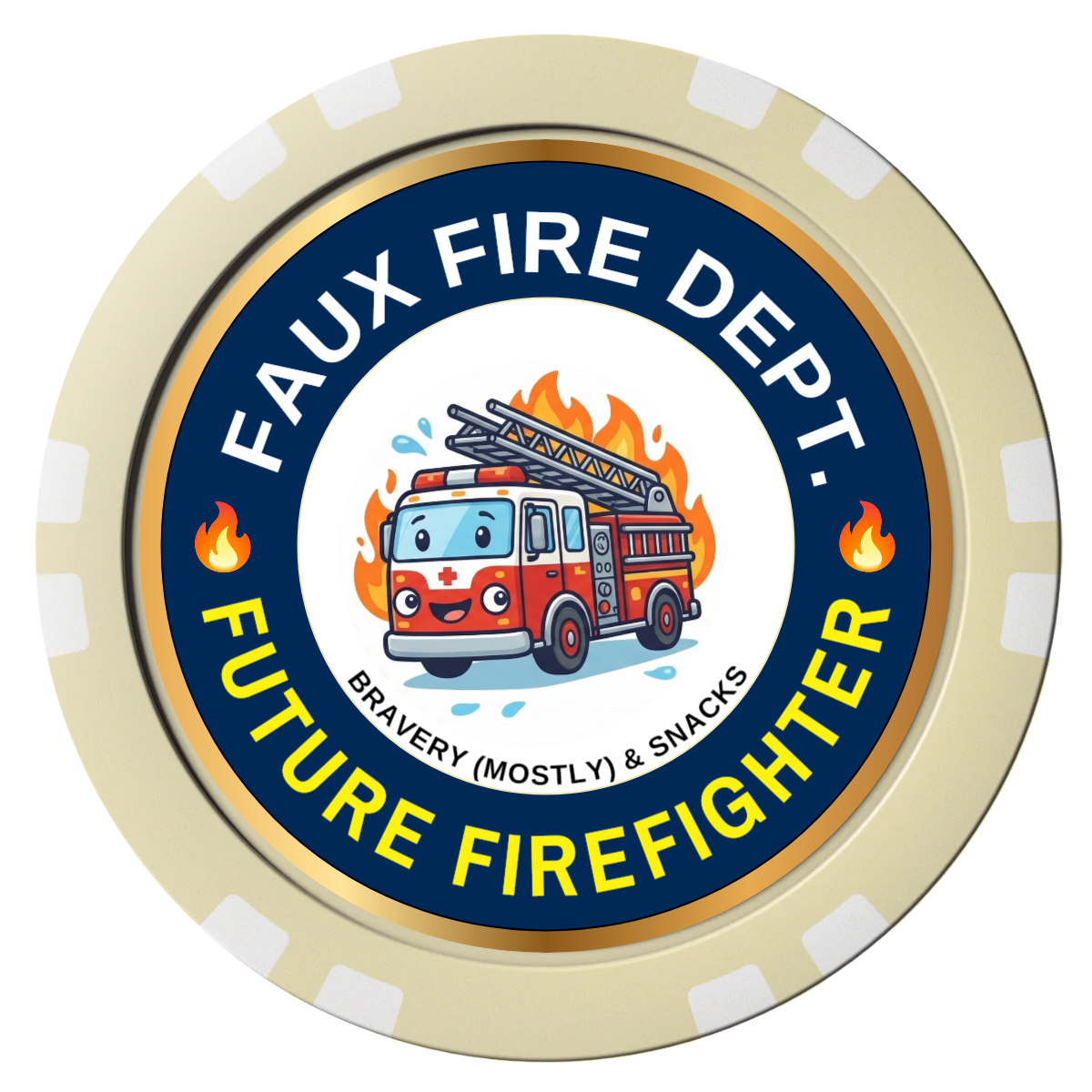 Future Firefighter Composite Poker Chips - Ivory / Double Stripe - Front