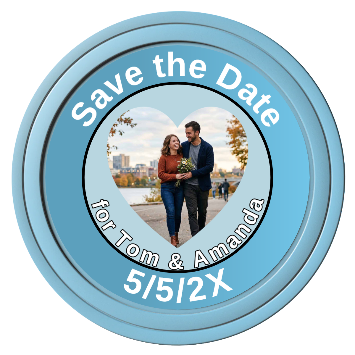 Save the Date #01 Composite Poker Chips - Light Blue / Solid - Front