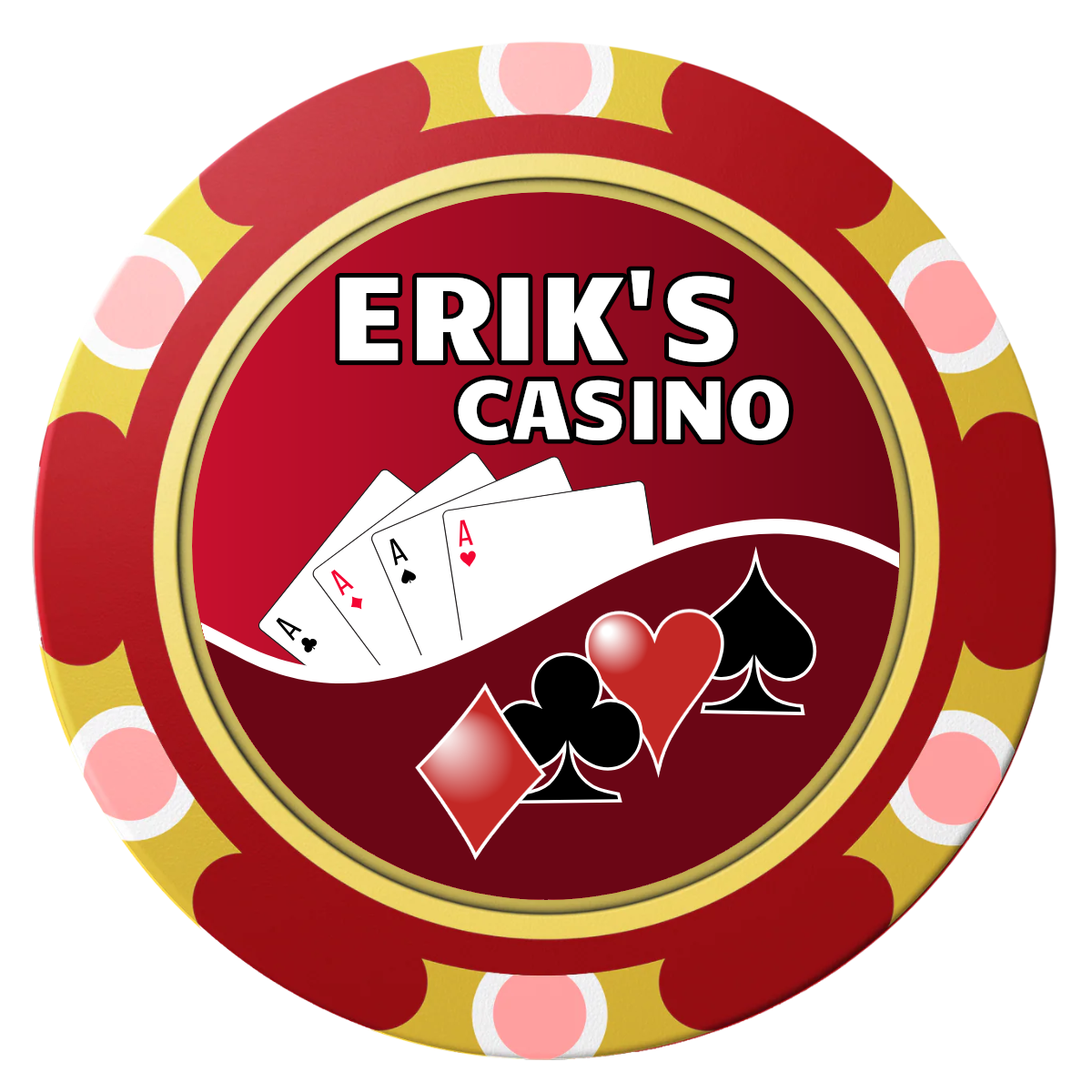 Erik's Casino Clay Poker Chips - Red / Monte Carlo / 40mm - Front