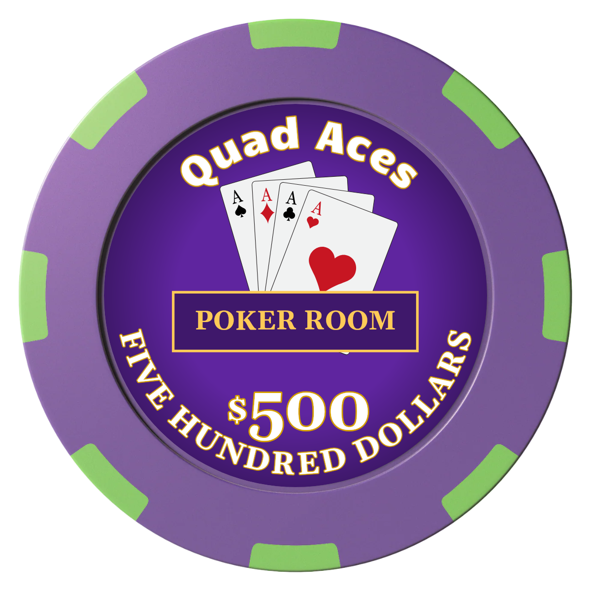 Quad Aces Clay Poker Chips - Purple / 8 Spot (2 Tone) / 40mm - Front