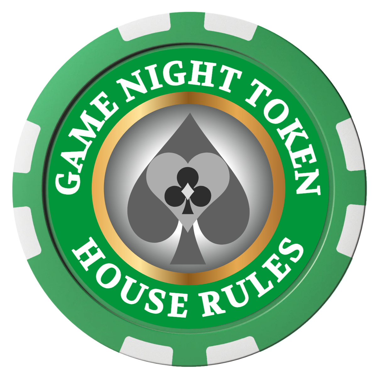 Stacked Suits Composite Poker Chips - Green / 8 Stripe - Front