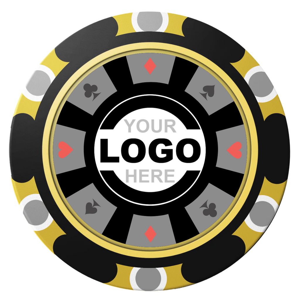 Suit 8 Your Logo Clay Poker Chips - Black / Monte Carlo / 40mm - Front