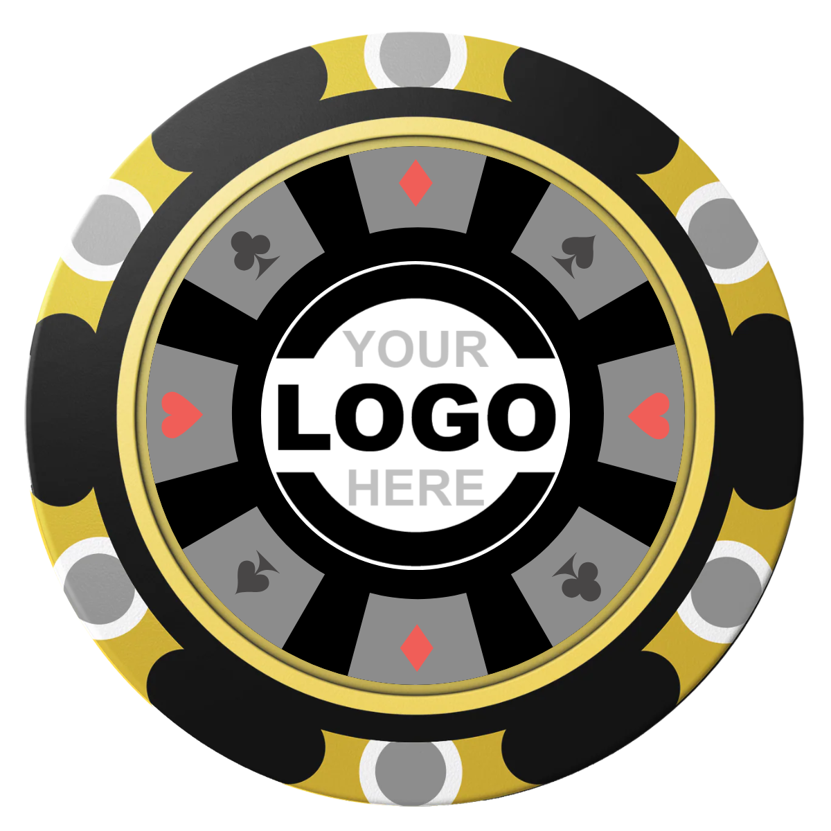 Suit 8 Your Logo Clay Poker Chips - Black / Monte Carlo / 40mm - Front