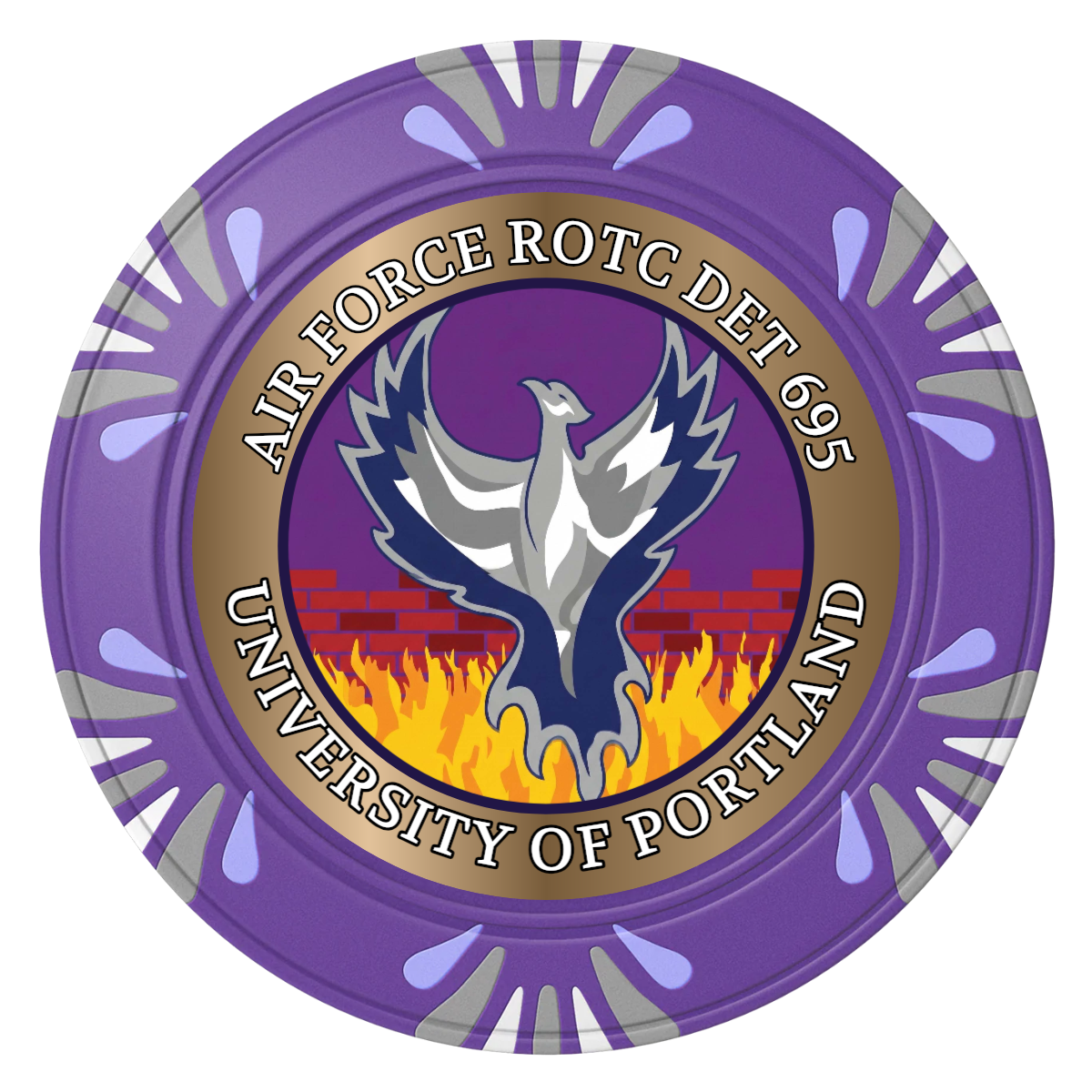 Air Force ROTC Det 695 Clay Poker Chips - Purple / Macau / 40mm - Front