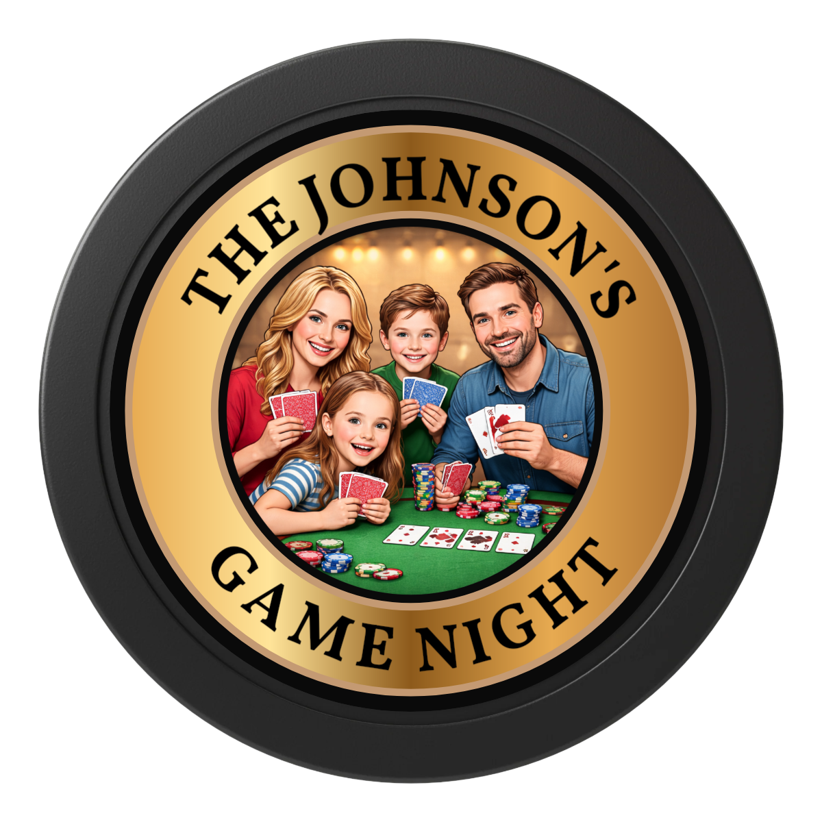 Family Game Night 2" Oversized Poker Chips - Black - Back