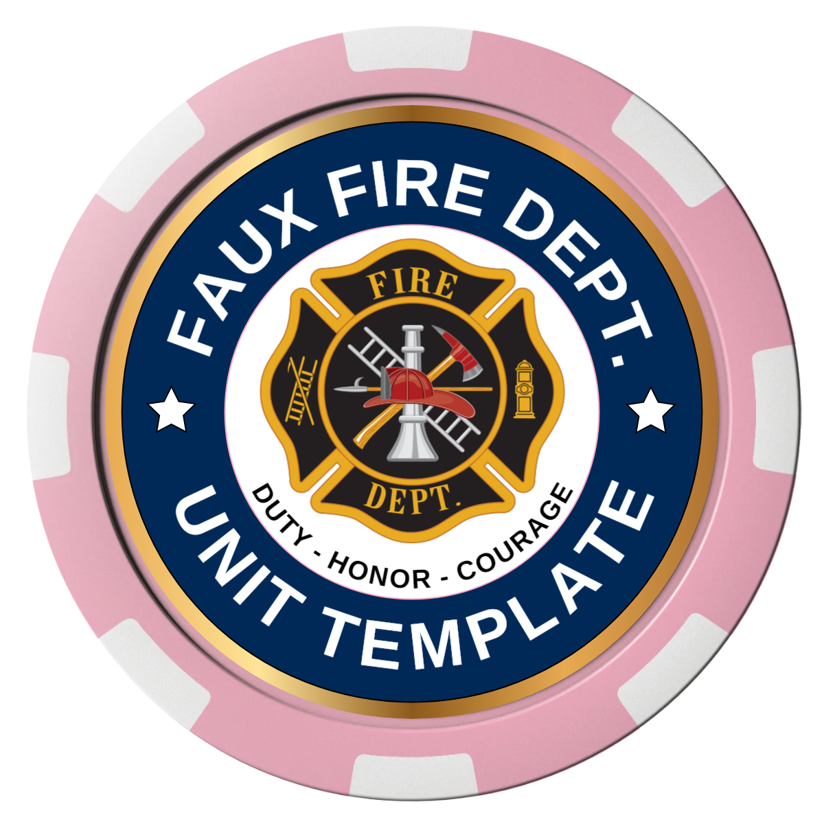 Faux Fire Dept. #01 Composite Poker Chips - Pink / 8 Spot - Front