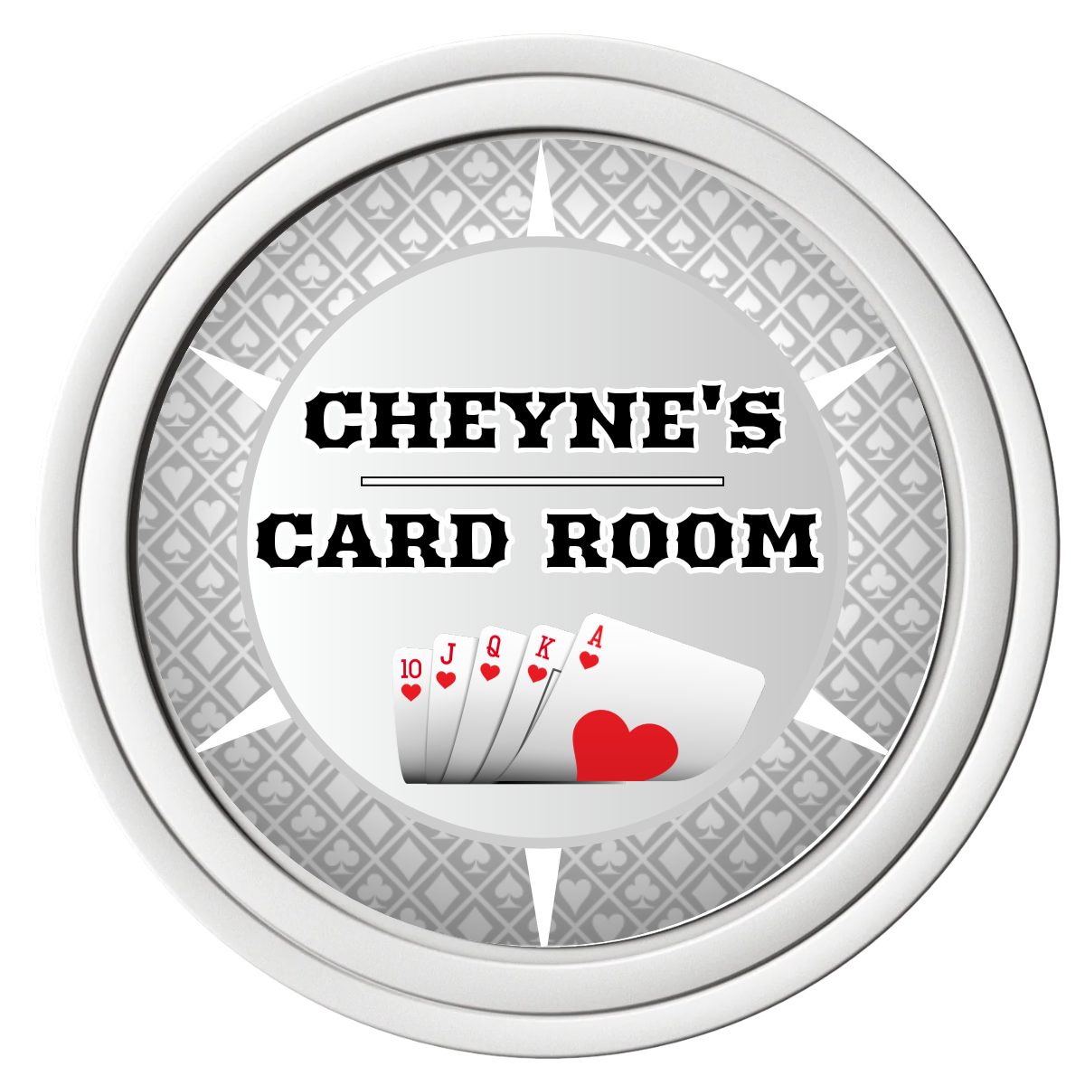 Cheyne's Card Room Composite Poker Chips - White / Solid - Front