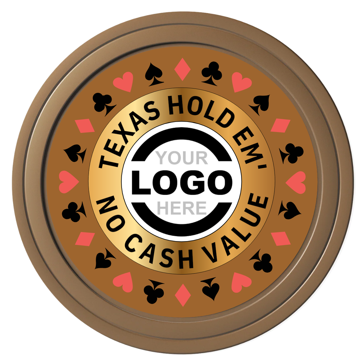 Texas Hold Em' Composite Poker Chips - Brown / Solid - Front