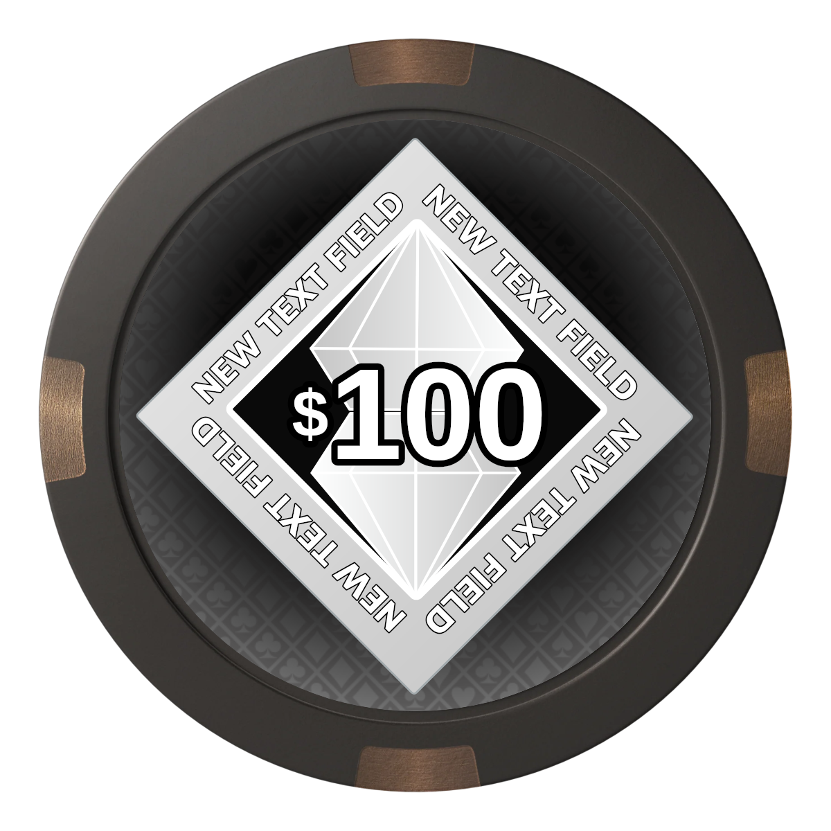 Diamond in the Rough Composite & Metal Hybrid Poker Chips - Black - Front